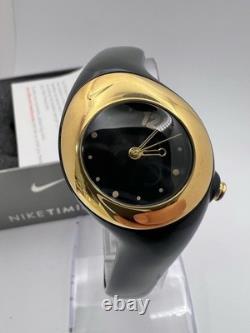Vintage New Old Stock Nike Triax Sports Ladies 30mm Watch Black Tone Gold Bezel