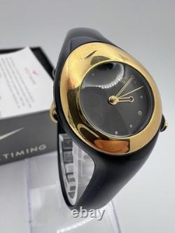 Vintage New Old Stock Nike Triax Sports Ladies 30mm Watch Black Tone Gold Bezel