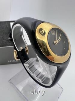 Vintage New Old Stock Nike Triax Sports Ladies 30mm Watch Black Tone Gold Bezel