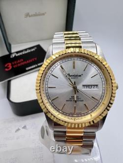 Vintage New Old Stock Precision by Gruen President Silver Gold Tone Day Date