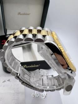 Vintage New Old Stock Precision by Gruen President Silver Gold Tone Day Date
