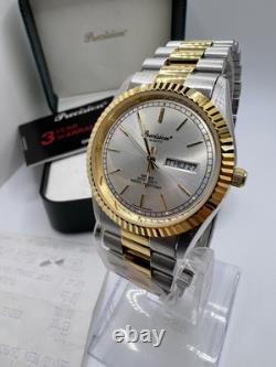 Vintage New Old Stock Precision by Gruen President Silver Gold Tone Day Date