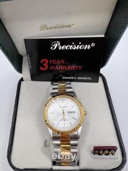 Vintage New Old Stock Precision by Gruen President Silver Gold Tone Day Date
