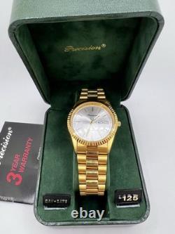 Vintage New Old Stock Precision by Gruen Presidential Fluted Bezel Day Date