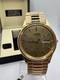 Vintage New Old Stock Seiko SQ Day Date Gold Tone Elegant Sporty Stretch Band