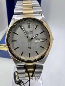 Vintage New Old Stock Seiko SQ President Gold Silver Tone Day Date Watch Classy