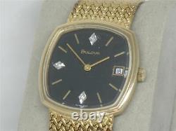 Vintage Nos 34mm Bulova Diamond & 10k Gold Cocktail Wristwatch, Serviced