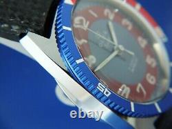 Vintage Olma Diver Swiss Mechanical Watch 1970s NOS 17 Jewel Mid Size Pepsi Dial