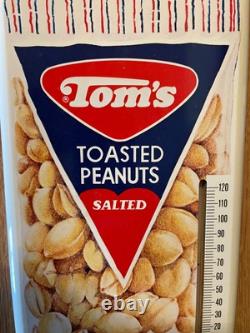 Vintage Original Tom's Peanuts Metal Thermometer Sign New Old Stock with Box
