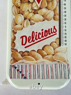Vintage Original Tom's Peanuts Metal Thermometer Sign New Old Stock with Box