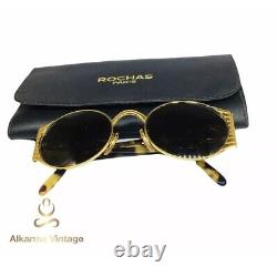 Vintage Rochas Sunglasses 9021 01 Hand made In Italy With Case New old stock