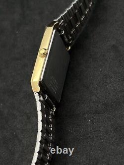 Vintage SEIKO Mens Rectangle Quartz Watch Gold Plated Case Bracelet Dial NOS