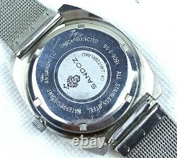 Vintage Sandoz Watch Automatic 17 Jewels Nos Mint Unisex Blue 37 MM Rare Swiss