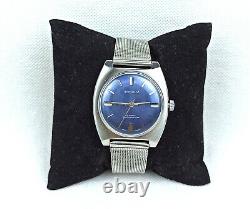 Vintage Sandoz Watch Automatic 17 Jewels Nos Mint Unisex Blue 37 MM Rare Swiss