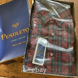 Vintage Sir Pendleton Tartan Plaid Shirt, New Old Stock w Orig Box, Men L, USA