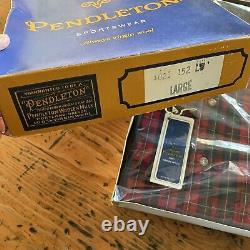 Vintage Sir Pendleton Tartan Plaid Shirt, New Old Stock w Orig Box, Men L, USA