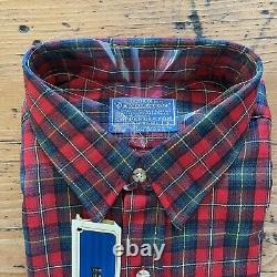 Vintage Sir Pendleton Tartan Plaid Shirt, New Old Stock w Orig Box, Men L, USA