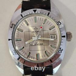 Vintage SkinDiver JONAS Calendar Marine EB8800 Steel Oversize 38mm New Old Stock