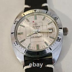 Vintage SkinDiver JONAS Calendar Marine EB8800 Steel Oversize 38mm New Old Stock