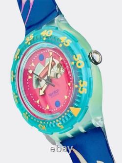 Vintage Swatch Watch HAPPY FISH SDN101 1991 Scuba Diver Luminous Dial Rare NOS