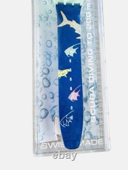 Vintage Swatch Watch HAPPY FISH SDN101 1991 Scuba Diver Luminous Dial Rare NOS