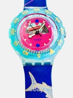 Vintage Swatch Watch HAPPY FISH SDN101 1991 Scuba Diver Luminous Dial Rare NOS
