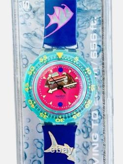 Vintage Swatch Watch HAPPY FISH SDN101 1991 Scuba Diver Luminous Dial Rare NOS