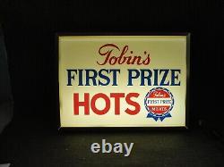 Vintage Tobins First Prize Hots Lighted Sign -New Old Stock in Orig. Box