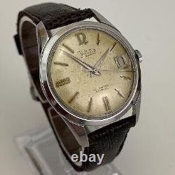 Vintage Voltaire Mens Watch 1950's Automatic Date Patina Dial NOS Lizard Strap