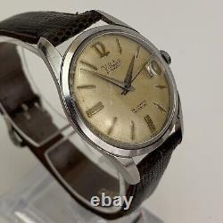 Vintage Voltaire Mens Watch 1950's Automatic Date Patina Dial NOS Lizard Strap