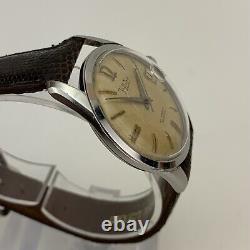 Vintage Voltaire Mens Watch 1950's Automatic Date Patina Dial NOS Lizard Strap