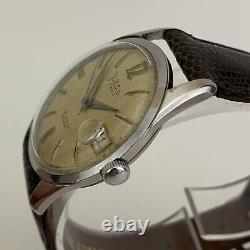 Vintage Voltaire Mens Watch 1950's Automatic Date Patina Dial NOS Lizard Strap