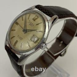 Vintage Voltaire Mens Watch 1950's Automatic Date Patina Dial NOS Lizard Strap