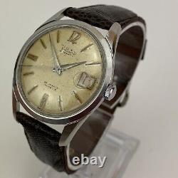 Vintage Voltaire Mens Watch 1950's Automatic Date Patina Dial NOS Lizard Strap