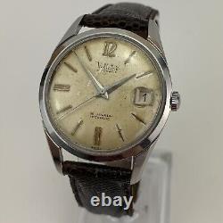 Vintage Voltaire Mens Watch 1950's Automatic Date Patina Dial NOS Lizard Strap