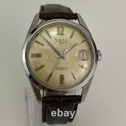 Vintage Voltaire Mens Watch 1950's Automatic Date Patina Dial NOS Lizard Strap