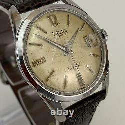 Vintage Voltaire Mens Watch 1950's Automatic Date Patina Dial NOS Lizard Strap