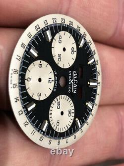 Vintage Vulcain triple date chronograph wrist watch dial panda new old stock