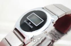 Vtg Men's 70s NOS Silver & Black Quartzmatic Solid State Digital Watch In Box