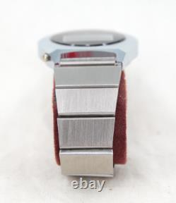 Vtg Men's 70s NOS Silver & Black Quartzmatic Solid State Digital Watch In Box