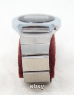 Vtg Men's 70s NOS Silver & Black Quartzmatic Solid State Digital Watch In Box