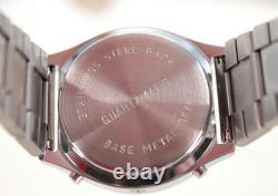 Vtg Men's 70s NOS Silver & Black Quartzmatic Solid State Digital Watch In Box