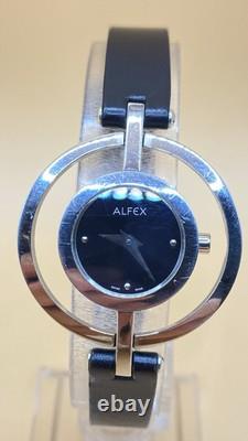 Vtg NEW OLD STOCK Alfex Women's Quartz Cocktail Watch Silver Tone Julia Hou