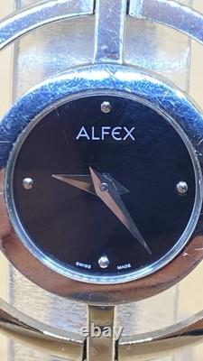 Vtg NEW OLD STOCK Alfex Women's Quartz Cocktail Watch Silver Tone Julia Hou