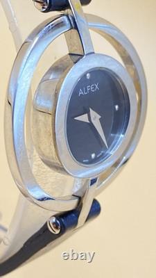 Vtg NEW OLD STOCK Alfex Women's Quartz Cocktail Watch Silver Tone Julia Hou