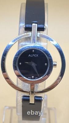 Vtg NEW OLD STOCK Alfex Women's Quartz Cocktail Watch Silver Tone Julia Hou