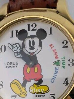 Vtg NEW OLD STOCK Lorus Disney Mickey Mouse Watch Dancing Hands NOS Chime/Alarm