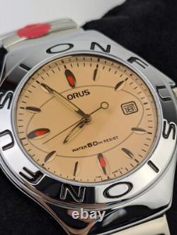 Vtg NEW OLD STOCK Lorus Fusion Analog Watch CHROME Amber Crystal Y2k Rare NOS