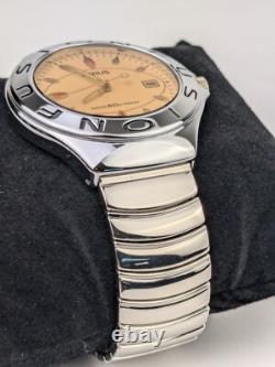 Vtg NEW OLD STOCK Lorus Fusion Analog Watch CHROME Amber Crystal Y2k Rare NOS