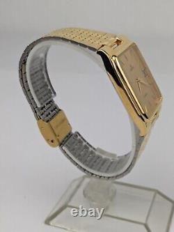 Vtg NEW OLD STOCK Lorus Gold Tone Quartz Analog Tank Watch 28mm Men's V532-5C00